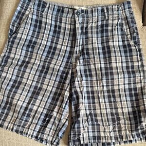 Men's Faded Glory Plaid Cotton Shorts, Size: 36- Blue & White